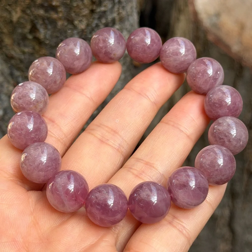 14mm stretchable purple‎ rose quartz bracelet 0804